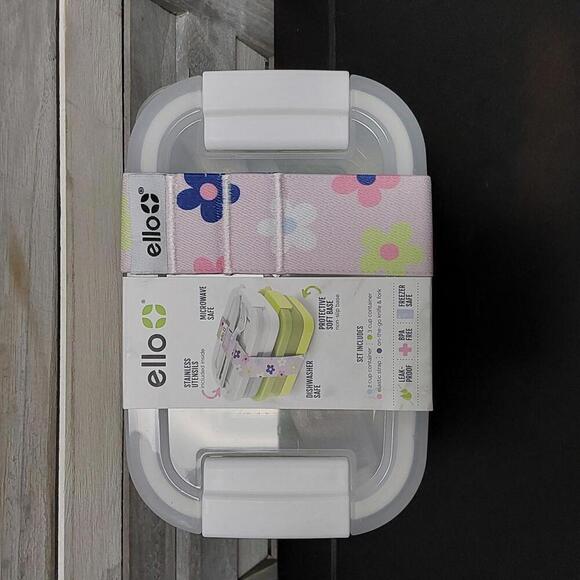 Ello 2pk Plastic Lunch Stack Food Storage Container | Yellow/White - Picture 2 of 7